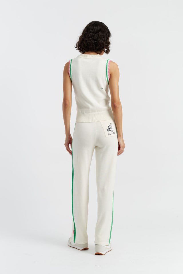 Chinti And Parker Cream Cotton Peanuts Racquet Club Trousers