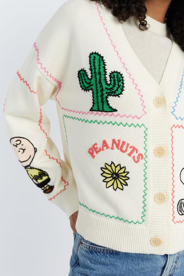 Chinti And Parker Cream Cotton Peanuts Vacation Cardigan