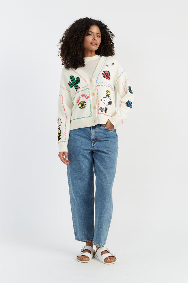 Chinti And Parker Cream Cotton Peanuts Vacation Cardigan