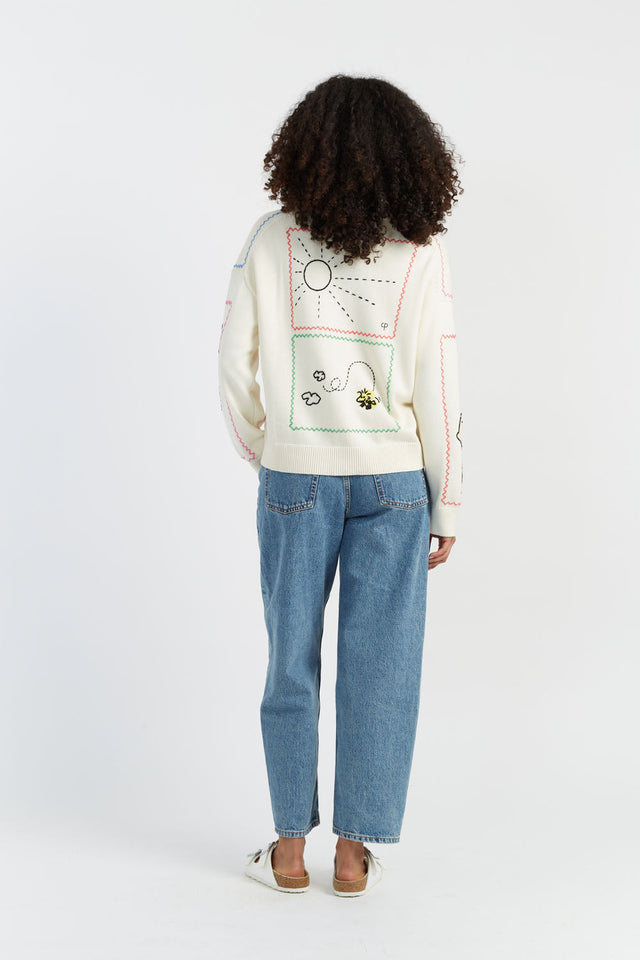 Chinti And Parker Cream Cotton Peanuts Vacation Cardigan