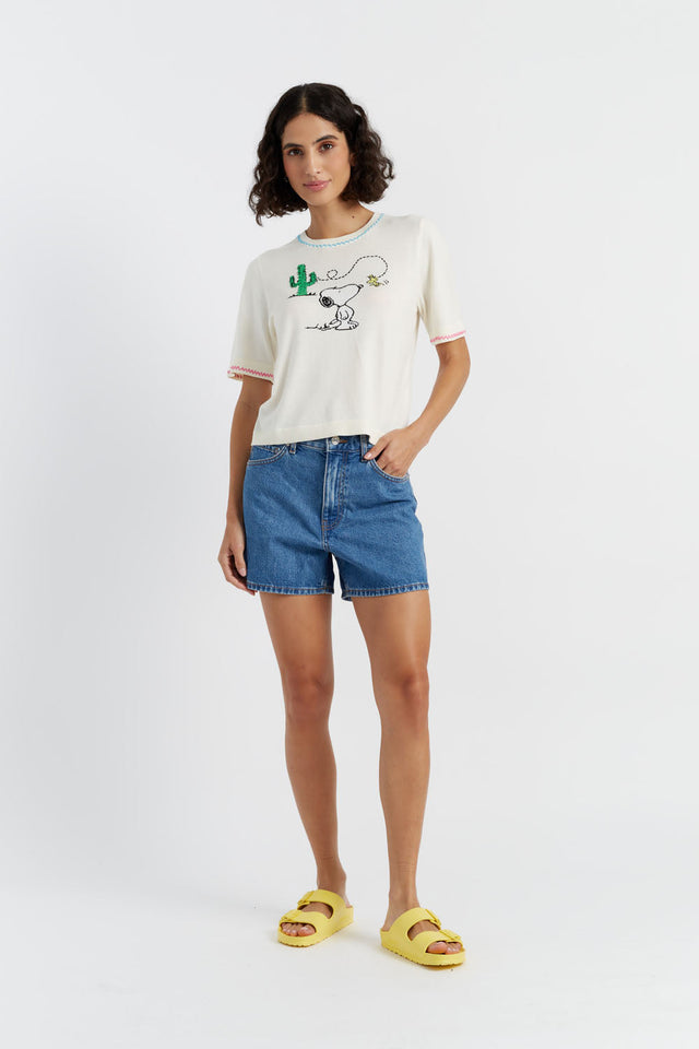 Chinti And Parker Cream Cotton Peanuts Vacation T-Shirt