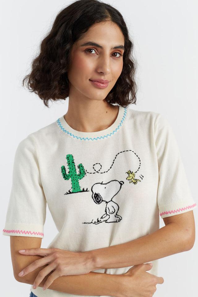 chinti and parker Cream Cotton Peanuts Vacation T-Shirt