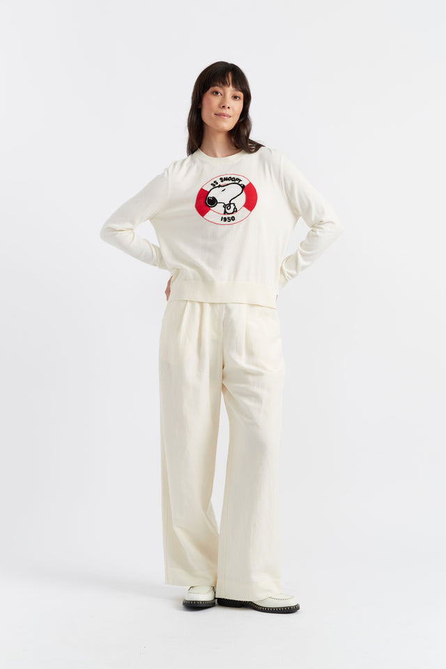 Chinti And Parker Cream Cotton Snoopy Nautical Sweater