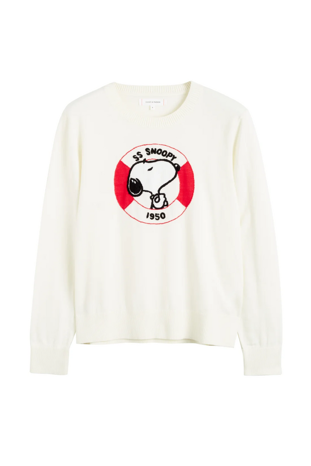 Chinti And Parker Cream Cotton Snoopy Nautical Sweater