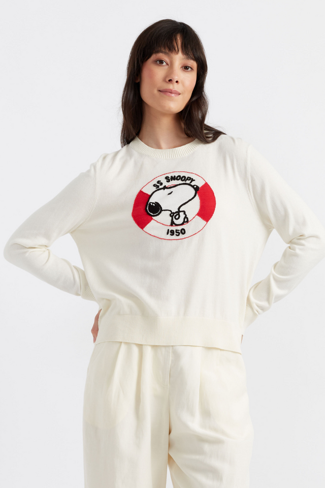 chinti and parker Cream Cotton Snoopy Nautical Sweater