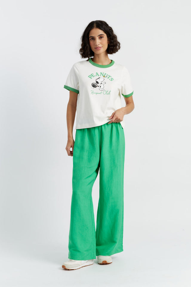 chinti And Parker Cream Cotton Snoopy Racquet Club T-Shirt