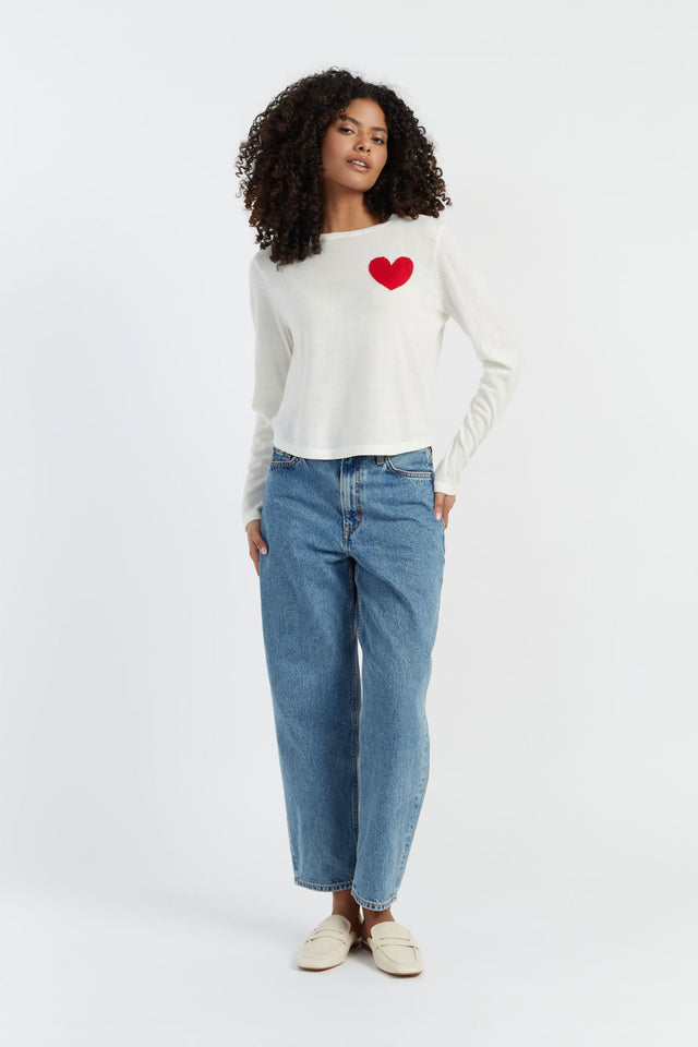 Chinti And Parker Cream Merino Heart Breton Sweater