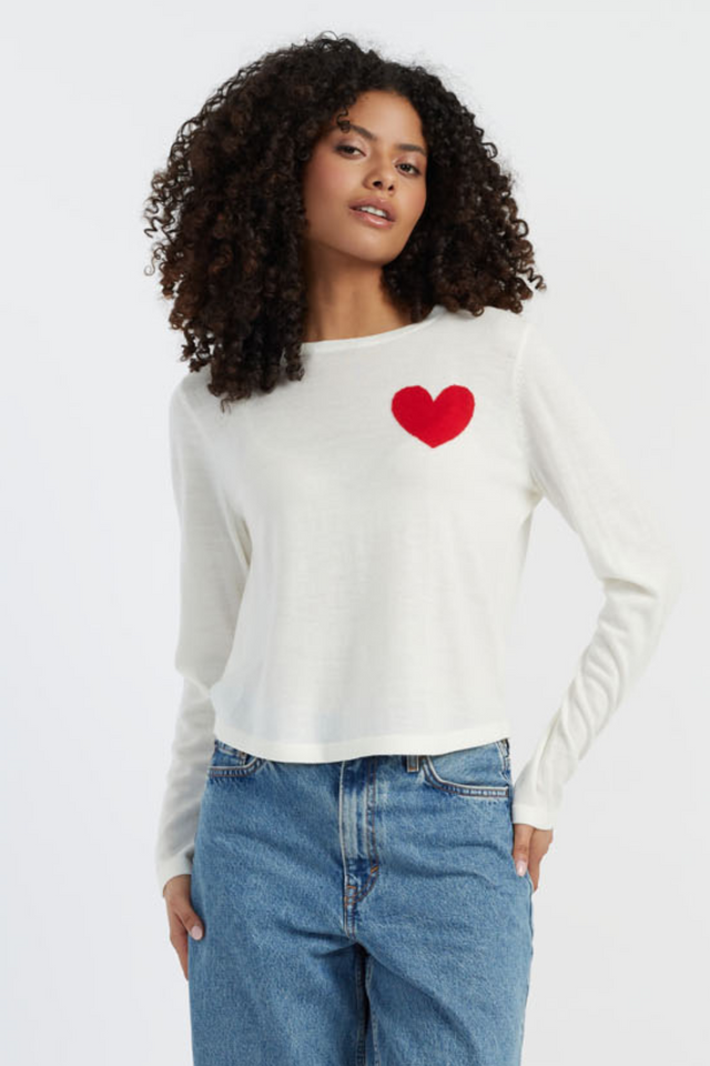 chinti and parker Cream Merino Heart Breton Sweater