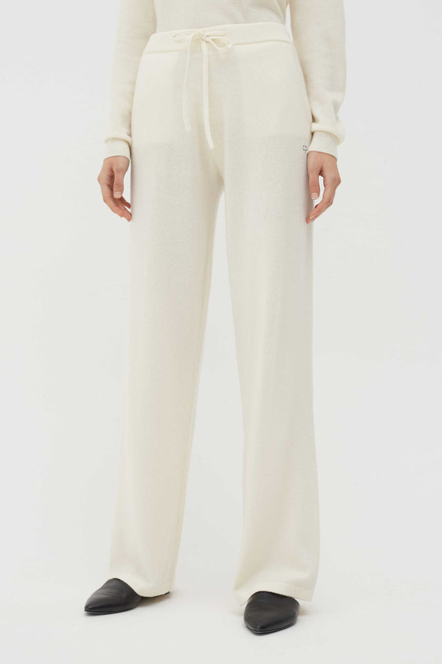 Chinti And Parker Cream Pure Cashmere Wide-Leg Pants