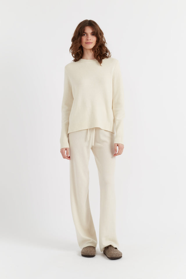 chinti and parker Cream Pure Cashmere Wide-Leg Pants
