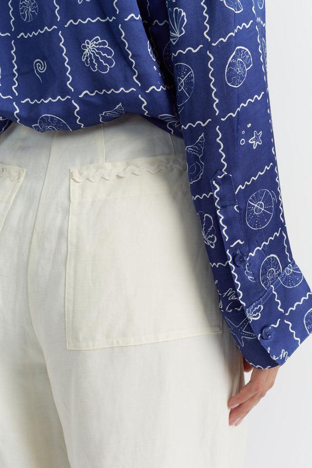 Chinti And Parker Cream Tencel-Linen Pleat Trousers