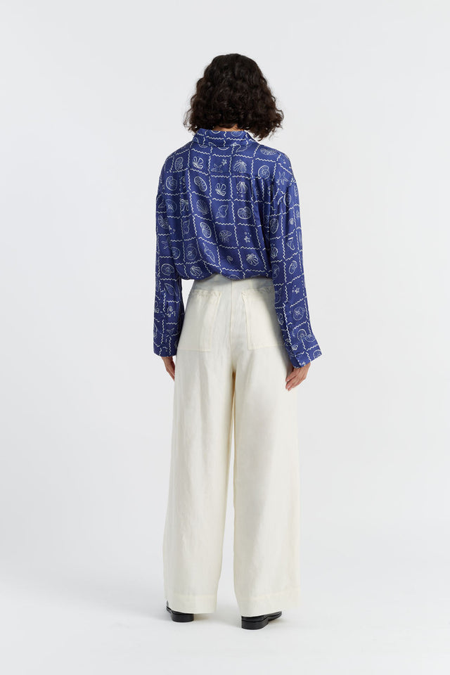 Chinti And Parker Cream Tencel-Linen Pleat Trousers