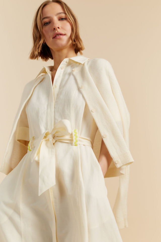 Chinti And Parker Cream Tencel-Linen Starboard Dress