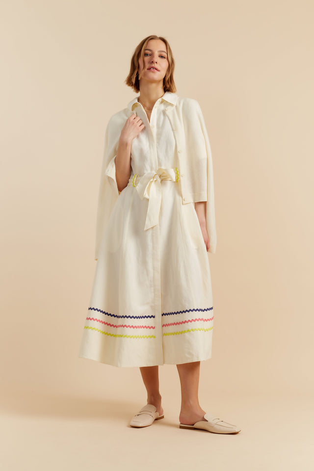 Chinti And Parker Cream Tencel-Linen Starboard Dress