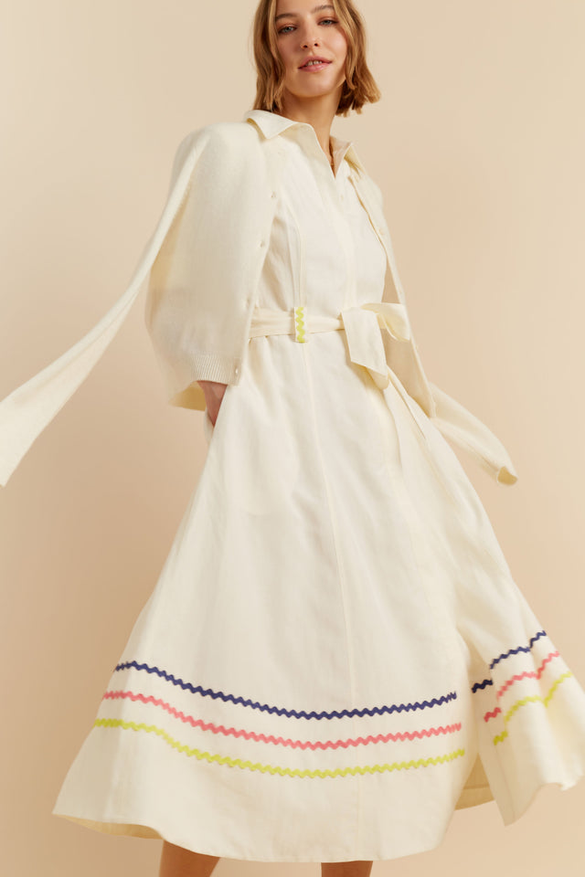 Chinti And Parker Cream Tencel-Linen Starboard Dress