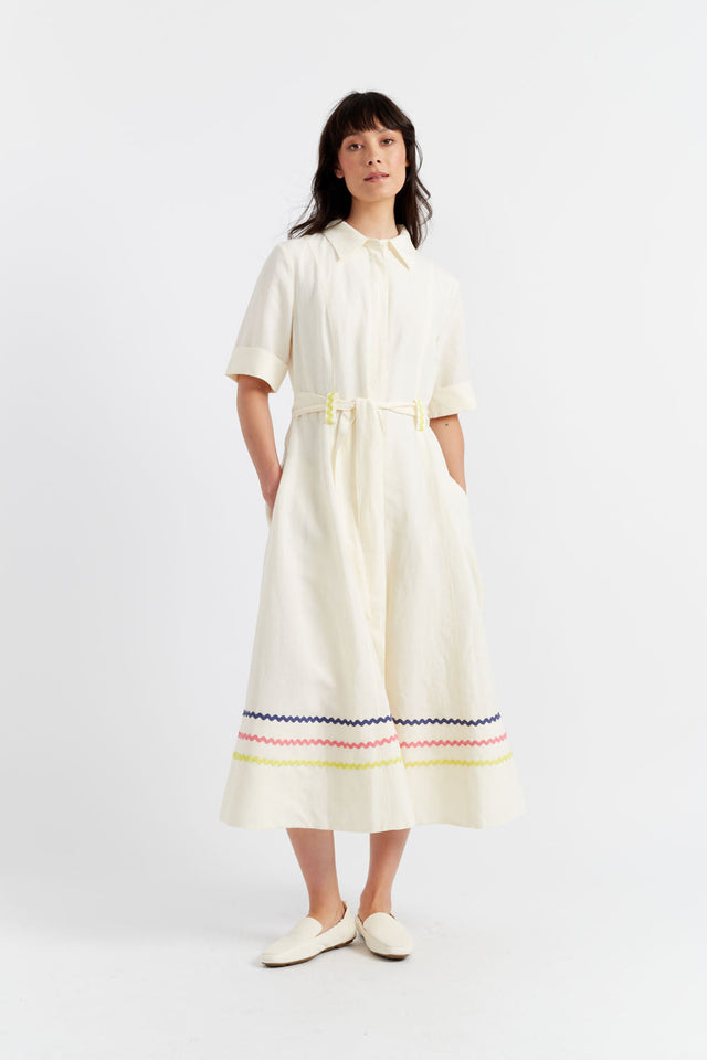 chinti and parker Cream Tencel-Linen Starboard Dress