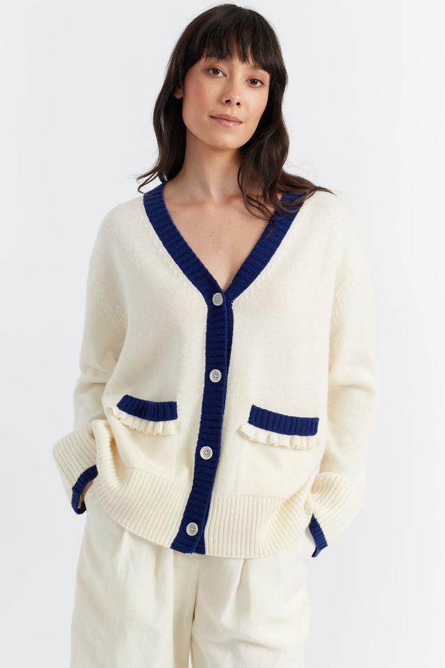 chinti and parker Cream Wool-Cashmere Admiral Cardigan