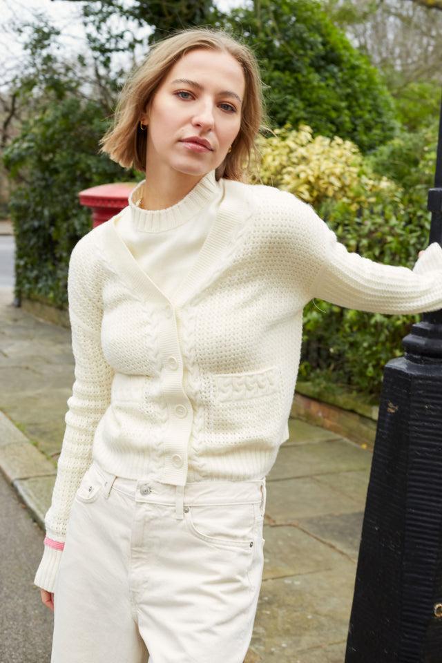 Chinti And Parker Cream Wool-Cashmere Penzance Cardigan