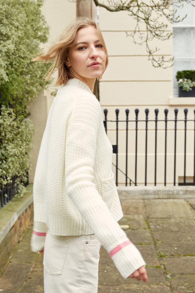 Chinti And Parker Cream Wool-Cashmere Penzance Cardigan