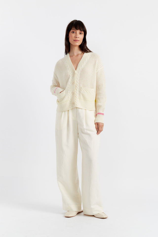 Chinti And Parker Cream Wool-Cashmere Penzance Cardigan