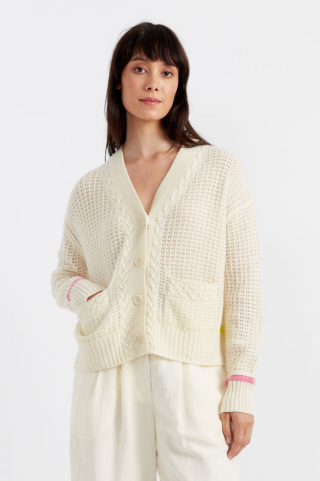 chinti and parker Cream Wool-Cashmere Penzance Cardigan