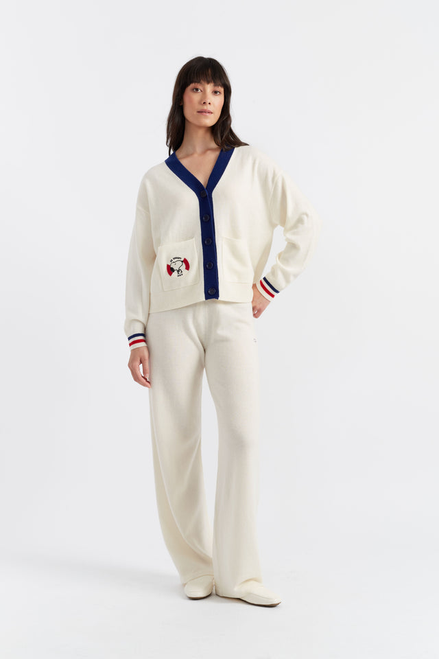 Chinti And Parker Cream Wool-Cashmere Snoopy Nautical Cardigan