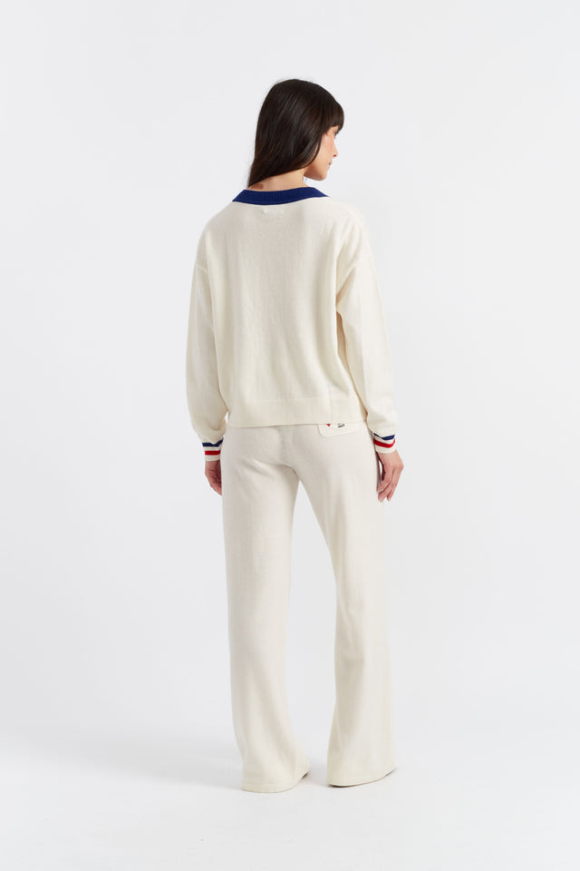 Chinti And Parker Cream Wool-Cashmere Snoopy Nautical Cardigan