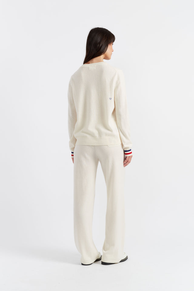 Chinti And Parker Cream Wool-Cashmere Snoopy Nautical Sweater