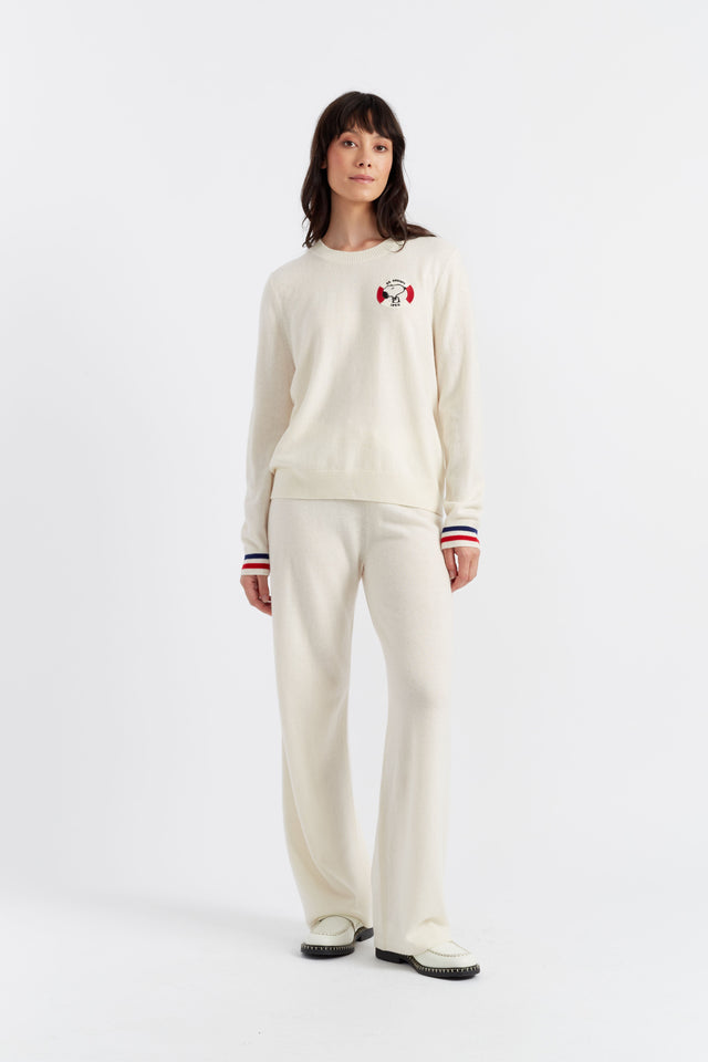 Chinti And Parker Cream Wool-Cashmere Snoopy Nautical Sweater