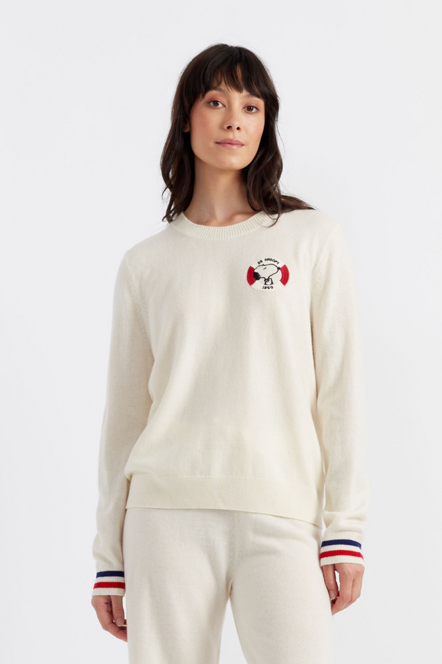 chinti and parker Cream Wool-Cashmere Snoopy Nautical Sweater