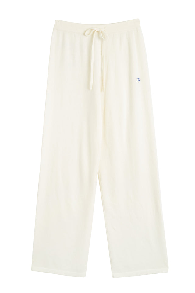 Chinti And Parker Cream Wool-Cashmere Snoopy Nautical Wide-Leg Track Pants