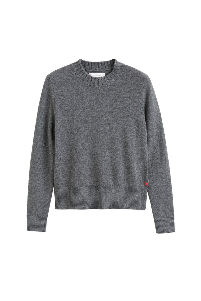 Chinti And Parker Dark-Grey Wool-Cashmere Cropped Sweater