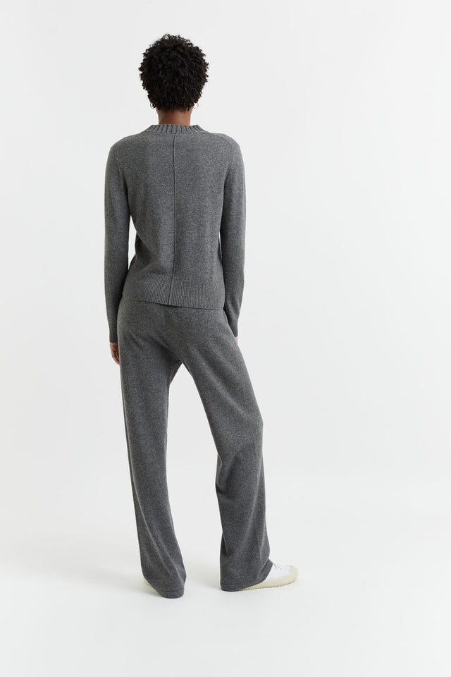Chinti And Parker Dark-Grey Wool-Cashmere Cropped Sweater