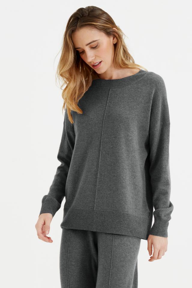 chinti and parker Dark-Grey Wool-Cashmere Slouchy Sweater