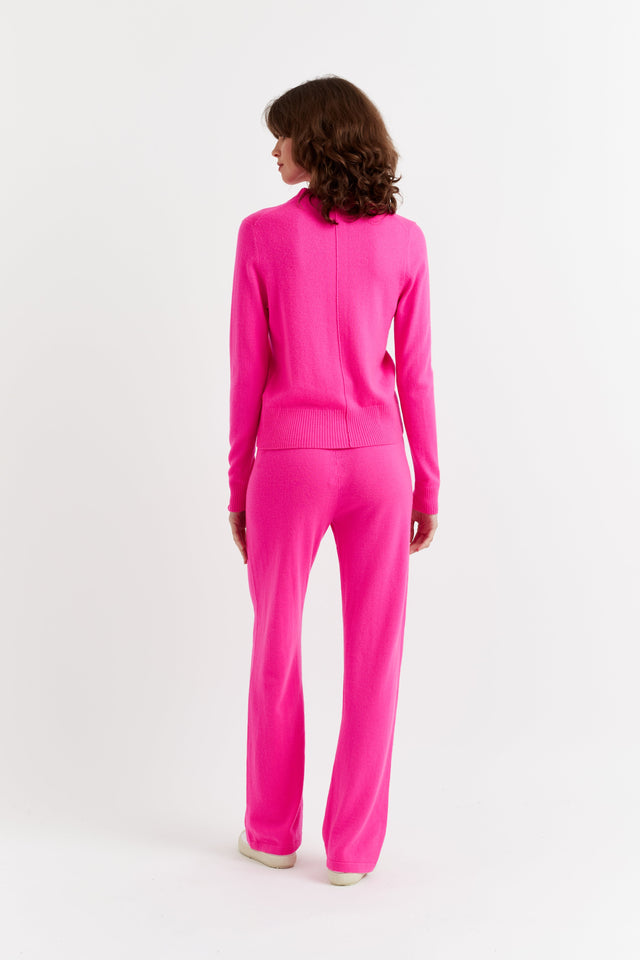 Chinti And Parker Fuchsia Wool-Cashmere Cropped Sweater