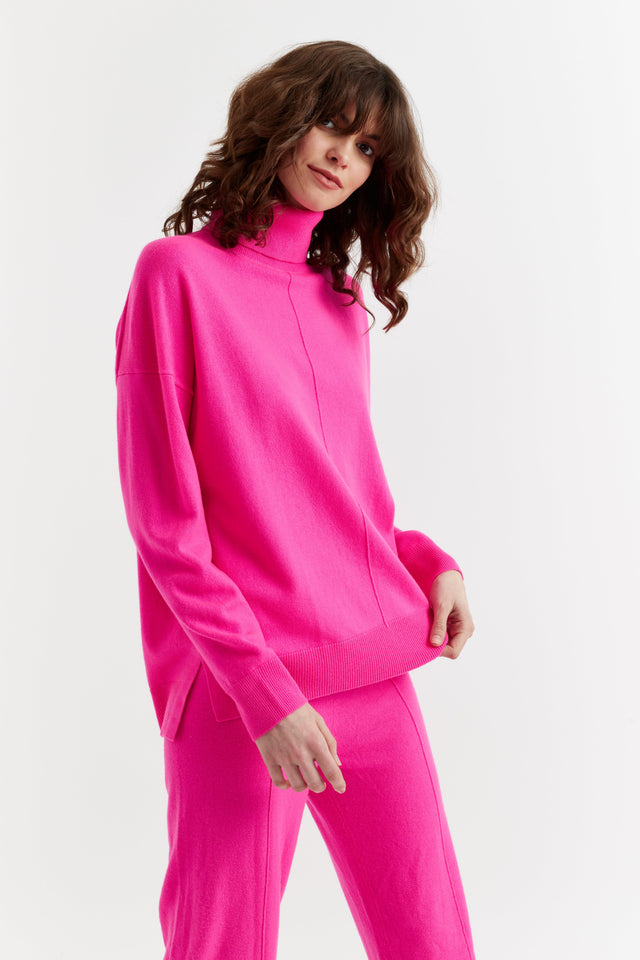 chinti and parker Fuchsia Wool-Cashmere Rollneck Sweater