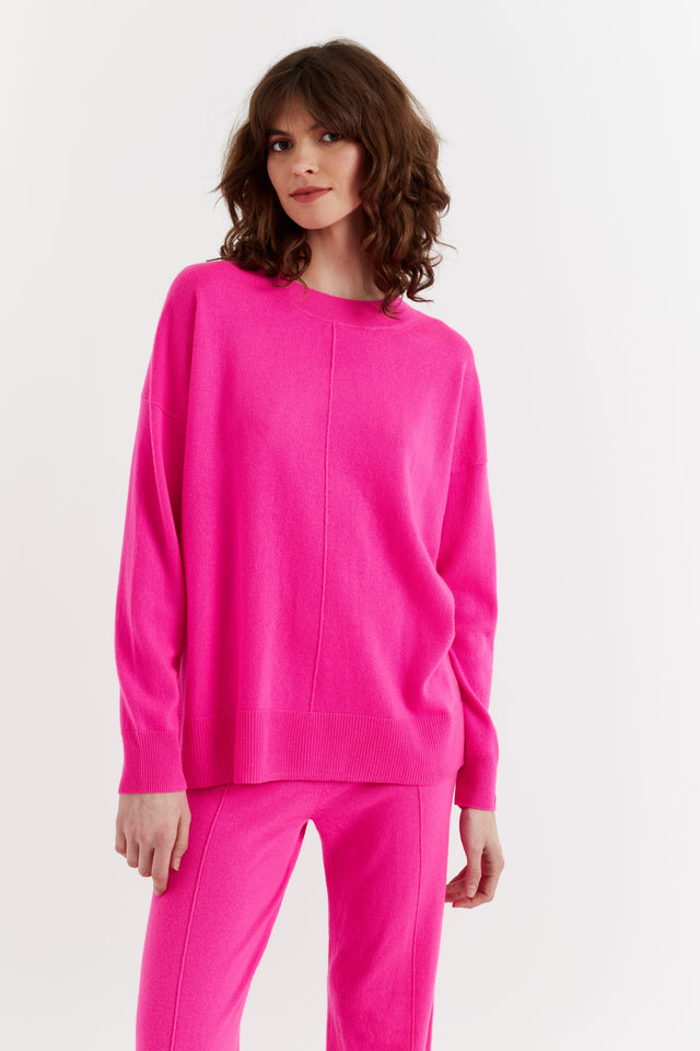 chinti and parker Fuchsia Wool-Cashmere Slouchy Sweater