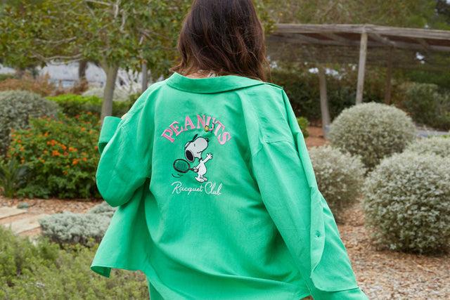 Chinti And Parker Green Linen-Cotton Peanuts Racquet Club Trousers