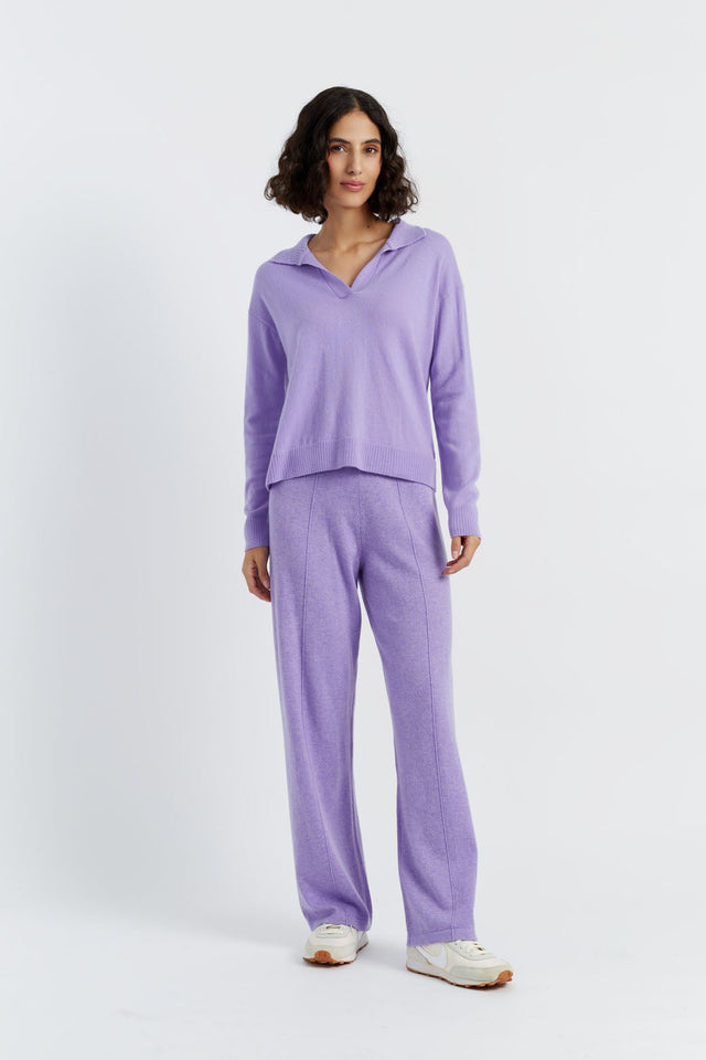Chinti And Parker Lavender Wool-Cashmere Collared Sweater