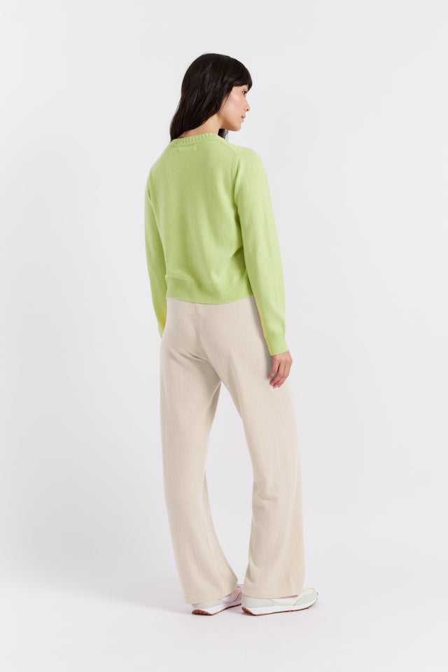 Chinti And Parker Lemon Wool-Cashmere Crew Neck Cardigan