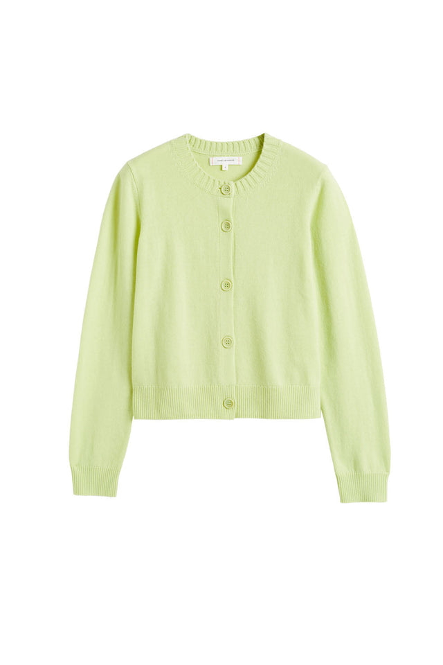 Chinti And Parker Lemon Wool-Cashmere Crew Neck Cardigan