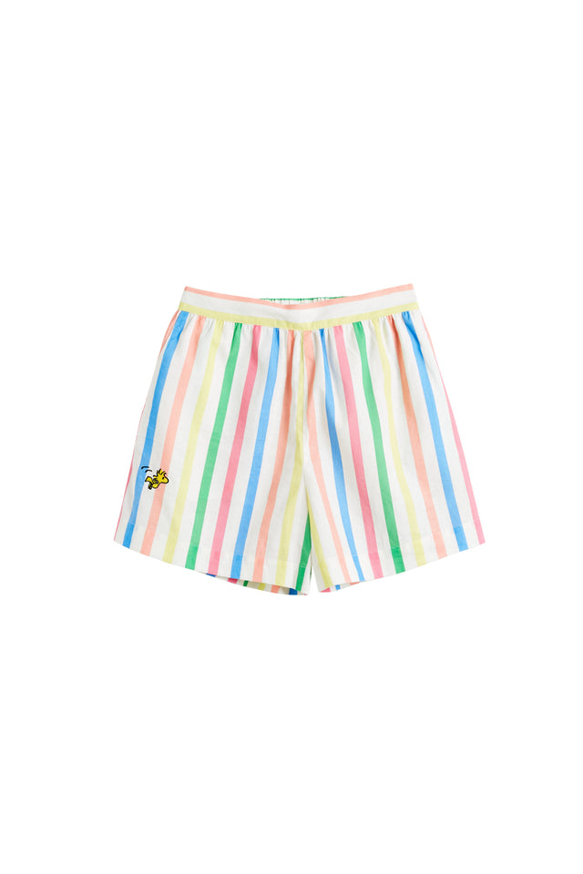 Chinti And Parker Multi Linen-Cotton Snoopy Stripe Shorts