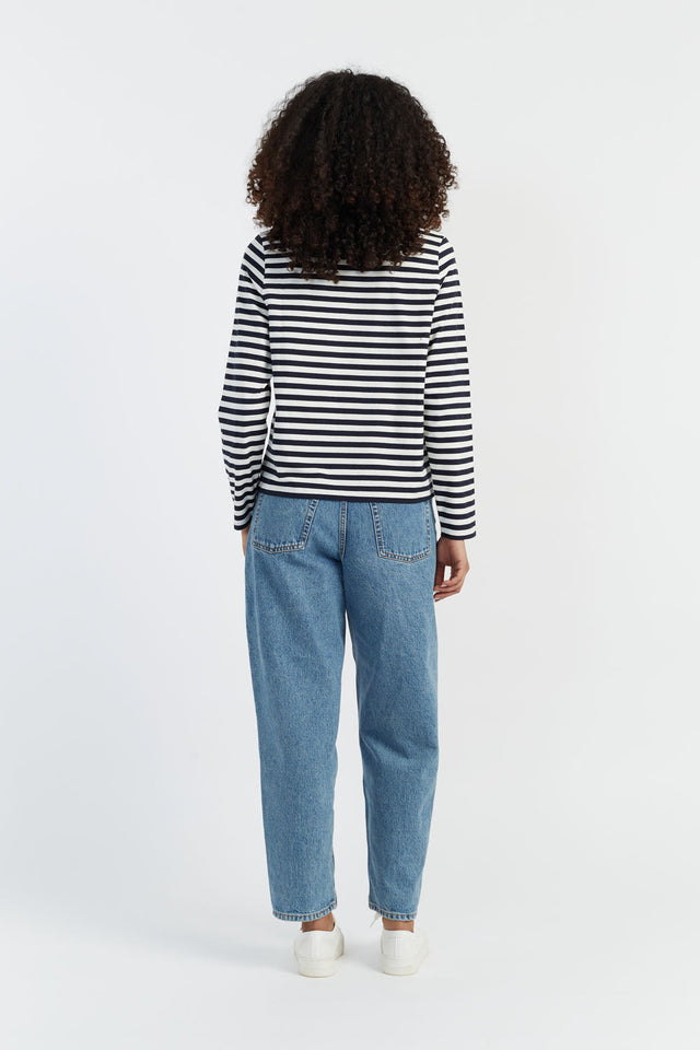 Chinti And Parker Navy Cotton Heart Breton Snoopy Long Sleeve T-Shirt