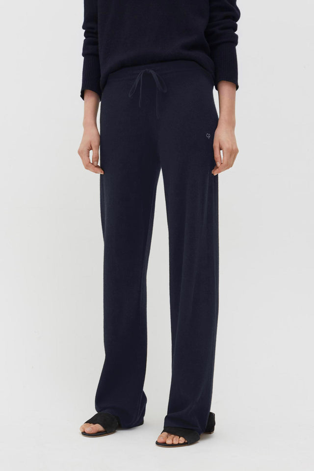 Chinti And Parker Navy Pure Cashmere Wide-Leg Pants