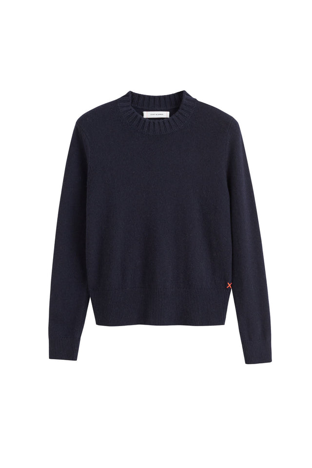 Chinti And Parker Navy Wool-Cashmere Cropped Sweater