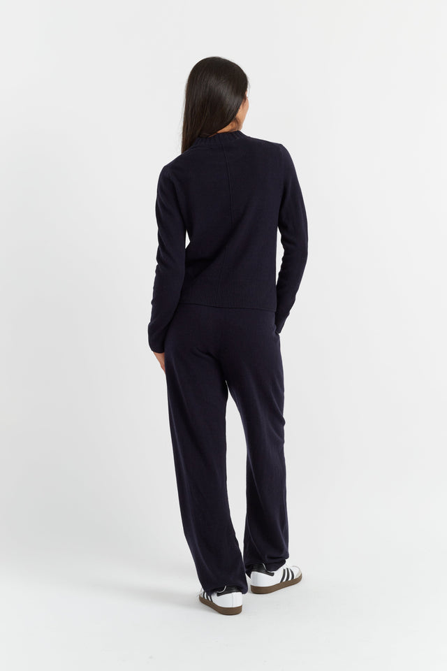 Chinti And Parker Navy Wool-Cashmere Cropped Sweater