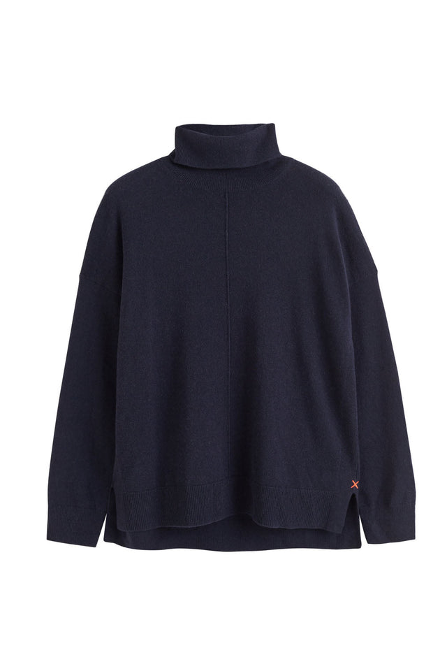 Chinti And Parker Navy Wool-Cashmere Rollneck Sweater