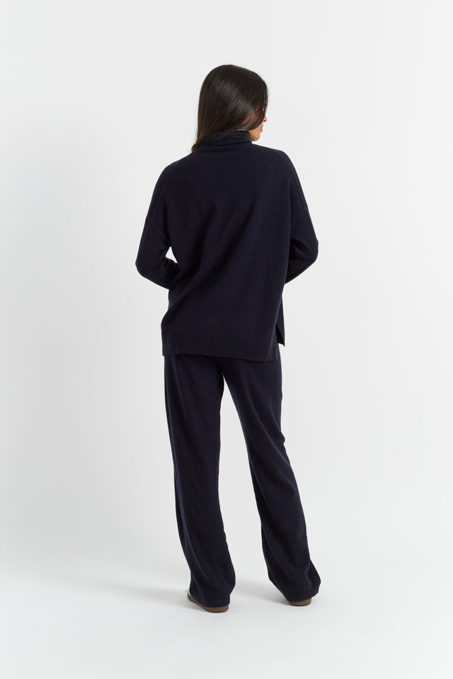 Chinti And Parker Navy Wool-Cashmere Rollneck Sweater