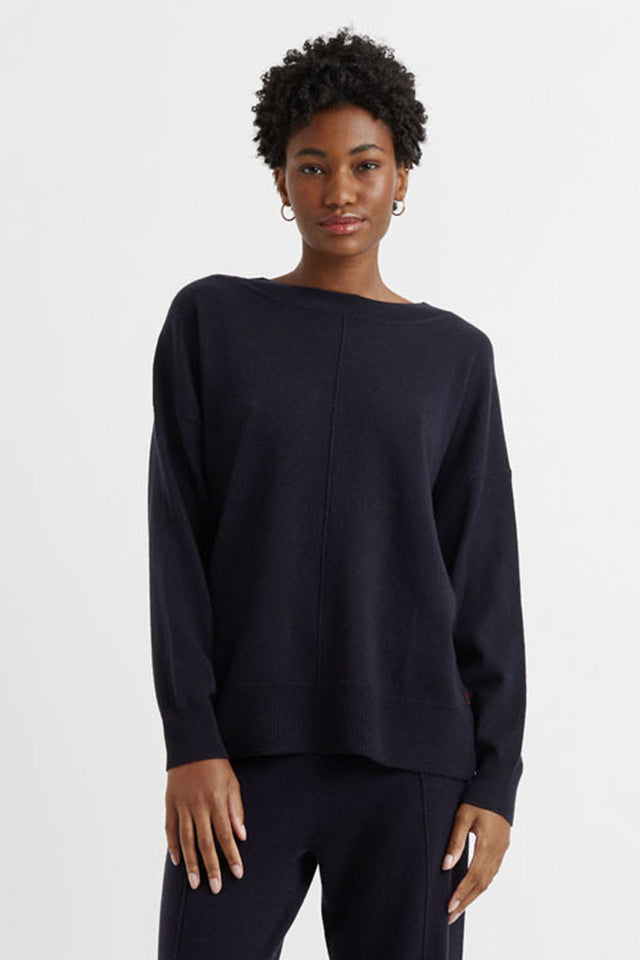 chinti and parker Navy Wool-Cashmere Slouchy Sweater