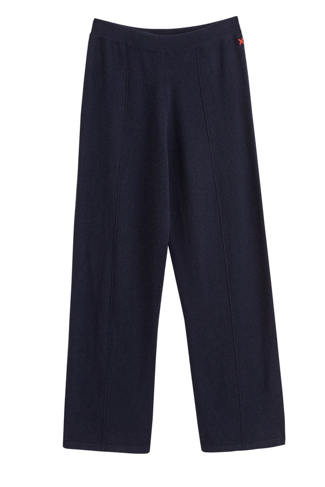 Chinti And Parker Navy Wool-Cashmere Wide-Leg Track Pants